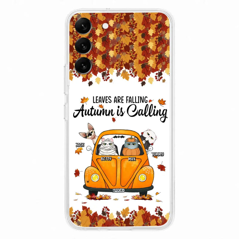 Personalized Pet Phone Case - Gift Idea For Cat/Dog Lovers - Up to 4 Pets - Case For iPhone/Samsung - Leaves Are Falling Autumn Is Calling