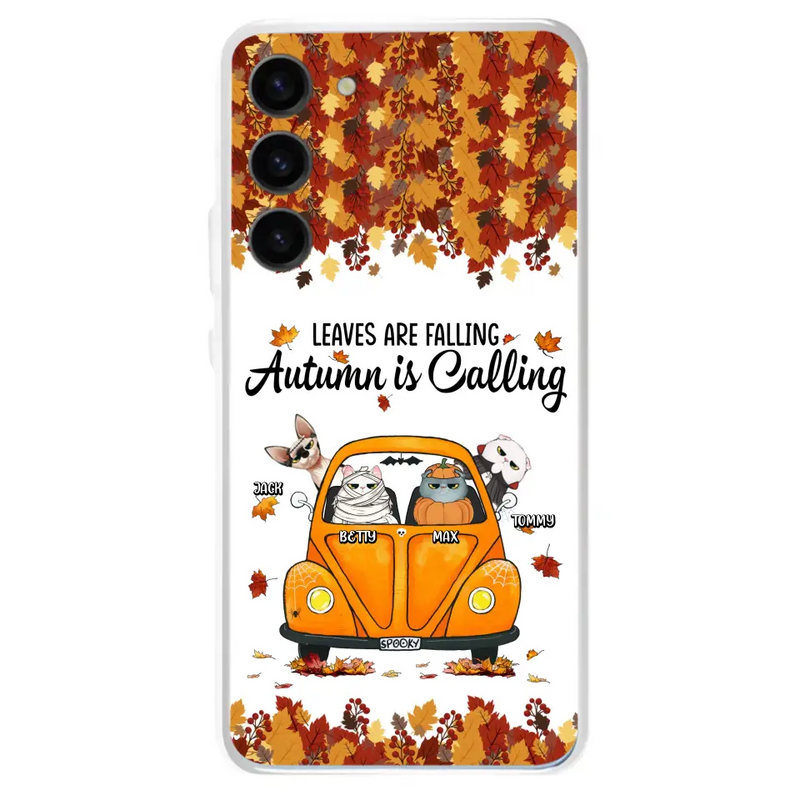 Personalized Pet Phone Case - Gift Idea For Cat/Dog Lovers - Up to 4 Pets - Case For iPhone/Samsung - Leaves Are Falling Autumn Is Calling