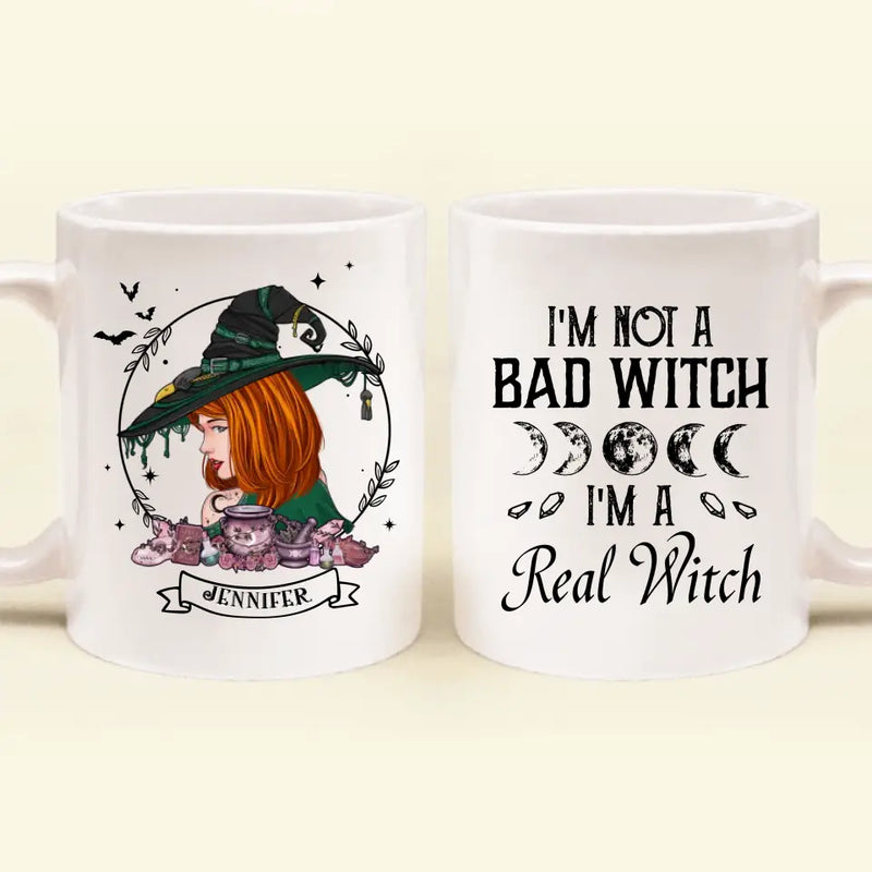 Personalized Witch Coffee Mug - Gift Idea For Halloween/Witch Lovers - I'm Not A Bad Witch I'm A Real Witch