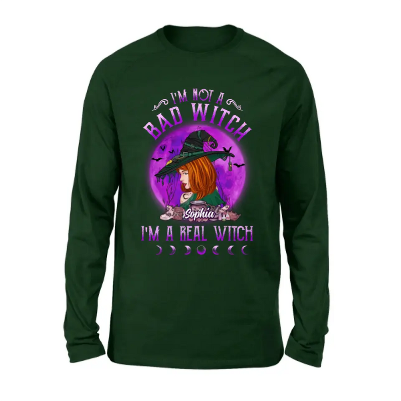 Personalized Witch Shirt/Hoodie - Gift Idea For Halloween/Witch Lovers - I'm Not A Bad Witch I'm A Real Witch