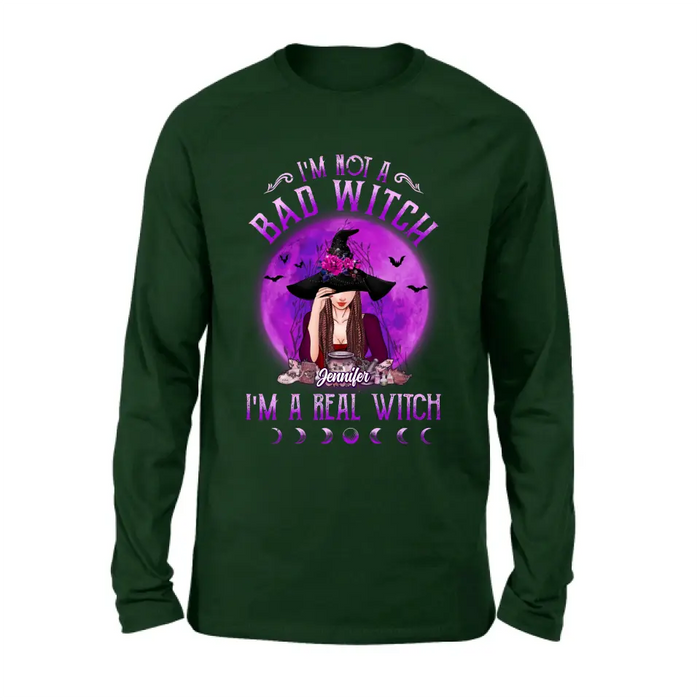 Custom Personalized Witch Shirt/Hoodie - Gift Idea For Halloween/Witch Lovers - I'm Not A Bad Witch I'm A Real Witch