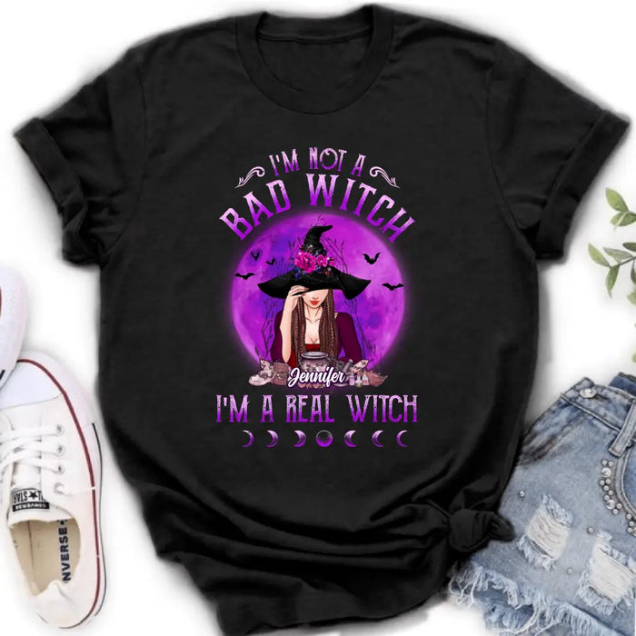 Custom Personalized Witch Shirt/Hoodie - Gift Idea For Halloween/Witch Lovers - I'm Not A Bad Witch I'm A Real Witch