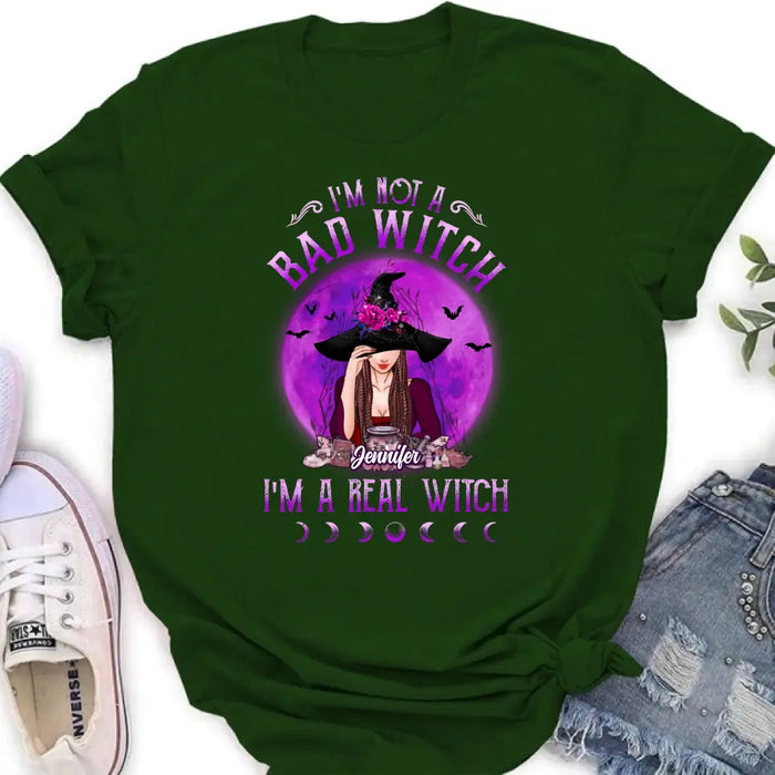 Custom Personalized Witch Shirt/Hoodie - Gift Idea For Halloween/Witch Lovers - I'm Not A Bad Witch I'm A Real Witch