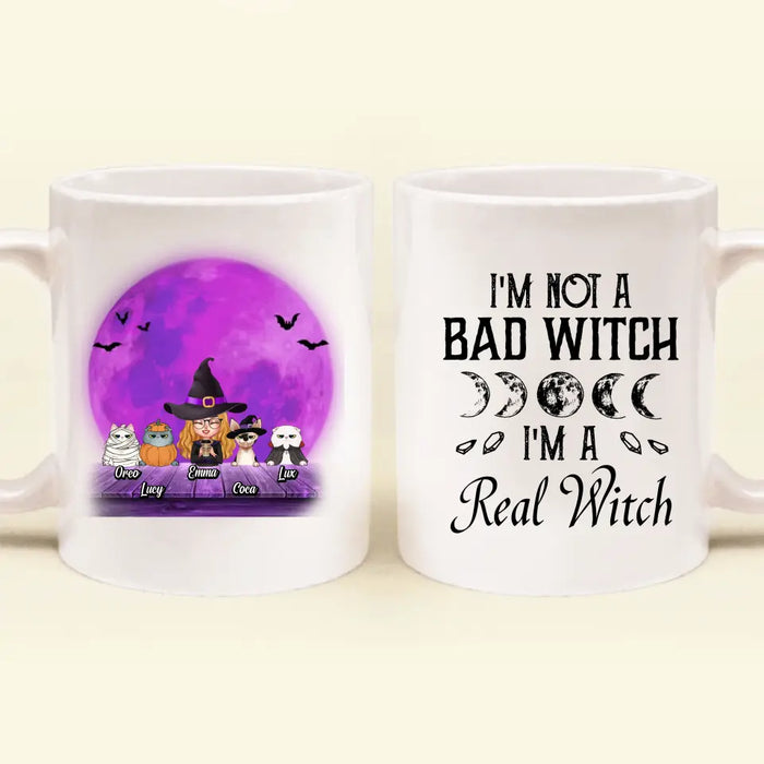 Custom Personalized Witch Coffee Mug - Gift Idea For Halloween/Witch Lover - Upto 4 Pets - I'm A Real Witch