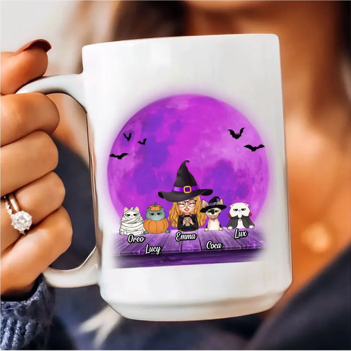 Custom Personalized Witch Coffee Mug - Gift Idea For Halloween/Witch Lover - Upto 4 Pets - I'm A Real Witch