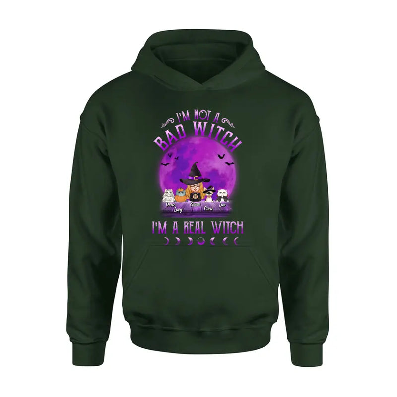 Personalized Witch Shirt/Hoodie - Gift Idea For Halloween/Witch Lovers - Up to 4 Pets - I'm Not A Bad Witch I'm A Real Witch
