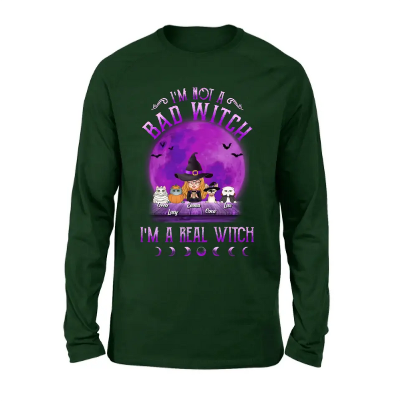 Personalized Witch Shirt/Hoodie - Gift Idea For Halloween/Witch Lovers - Up to 4 Pets - I'm Not A Bad Witch I'm A Real Witch