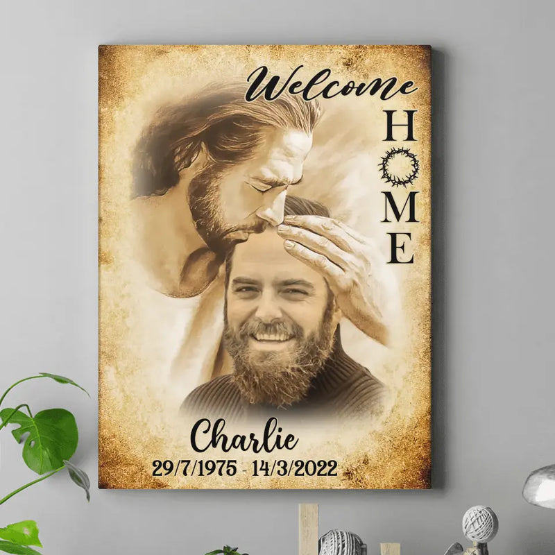 Personalized Memorial Photo Canvas - Memorial Gift Idea For Family Member/Pet Owner - Welcome Home
