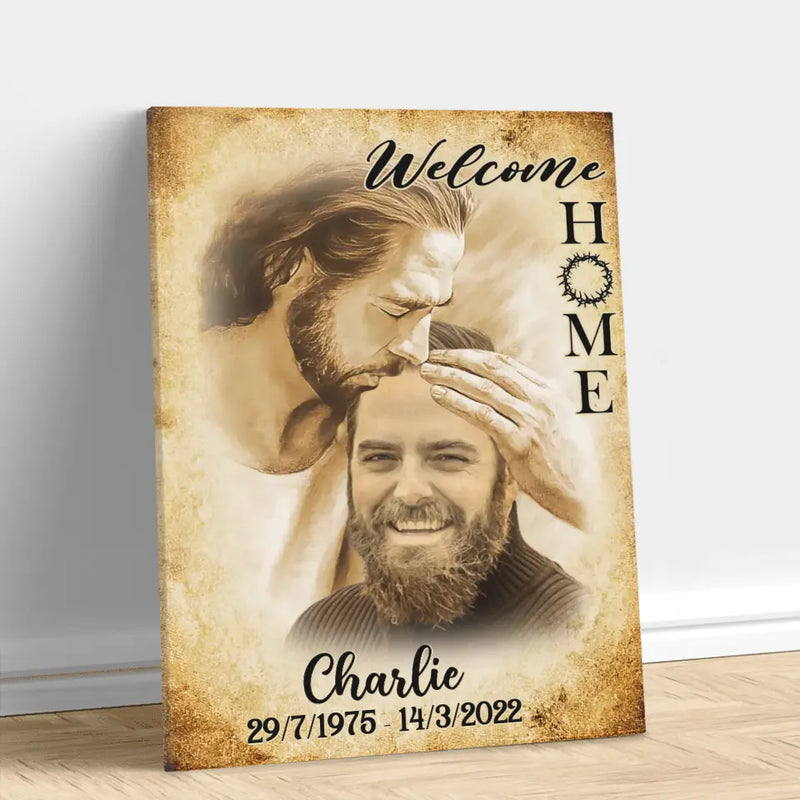 Personalized Memorial Photo Canvas - Memorial Gift Idea For Family Member/Pet Owner - Welcome Home