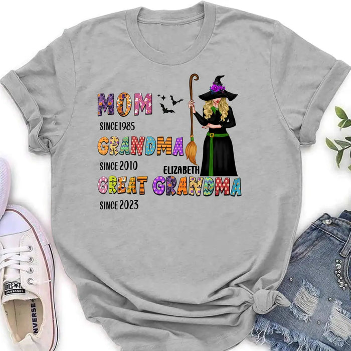 Personalized Halloween Witch Shirt/ Hoodie - Gift Idea For Halloween - Mom Since 1985 Grandma Since 2010