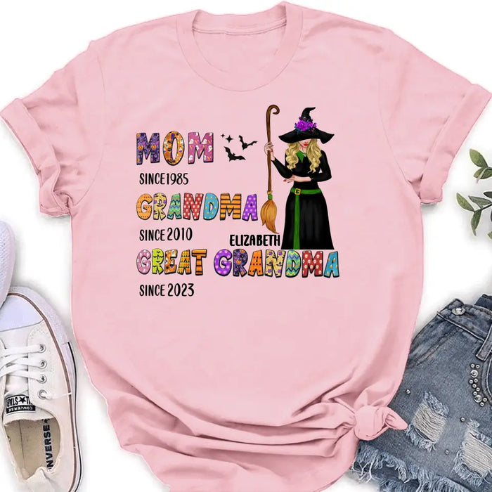 Personalized Halloween Witch Shirt/ Hoodie - Gift Idea For Halloween - Mom Since 1985 Grandma Since 2010