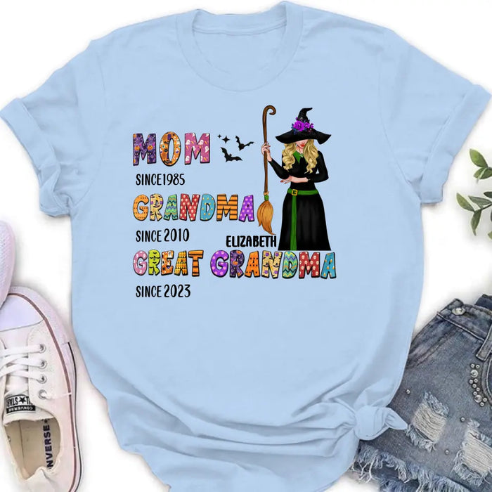 Personalized Halloween Witch Shirt/ Hoodie - Gift Idea For Halloween - Mom Since 1985 Grandma Since 2010