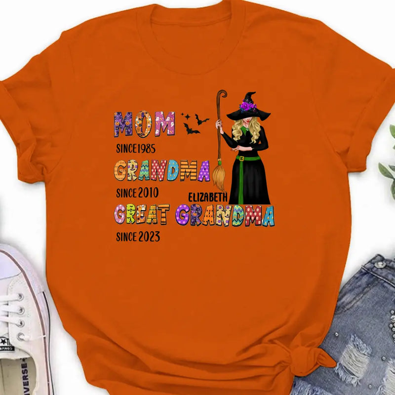 Personalized Halloween Witch Shirt/Hoodie - Gift Idea For Halloween - Mom Since 1985 Grandma Since 2010