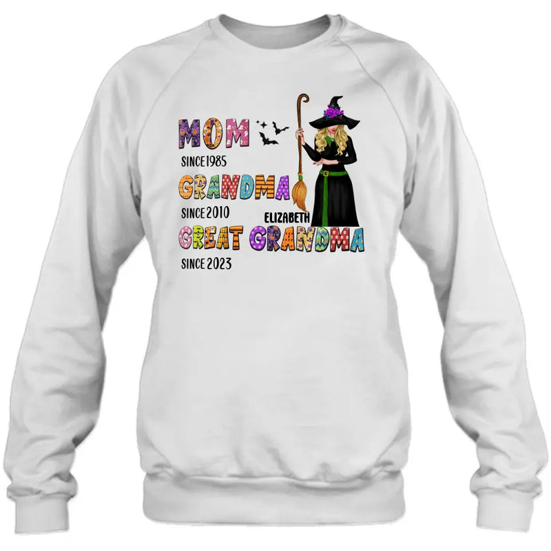 Personalized Halloween Witch Shirt/Hoodie - Gift Idea For Halloween - Mom Since 1985 Grandma Since 2010