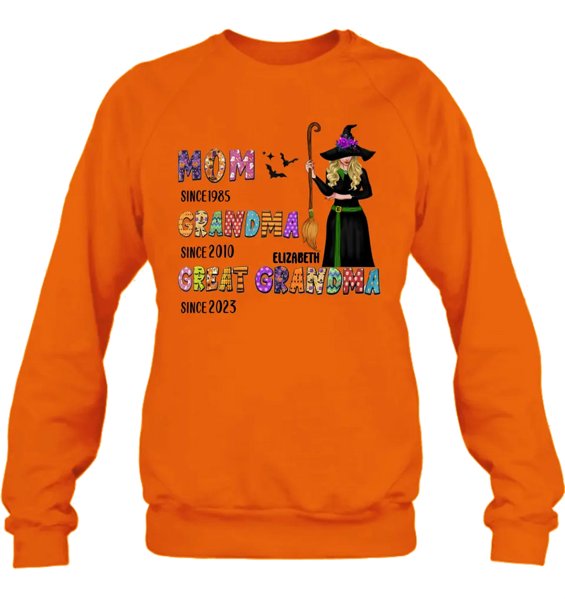 Personalized Halloween Witch Shirt/Hoodie - Gift Idea For Halloween - Mom Since 1985 Grandma Since 2010