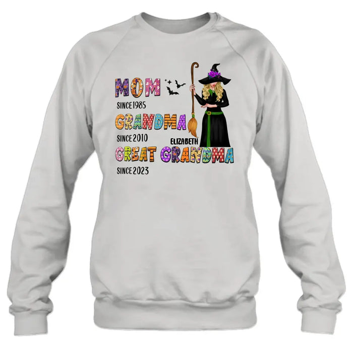 Personalized Halloween Witch Shirt/ Hoodie - Gift Idea For Halloween - Mom Since 1985 Grandma Since 2010