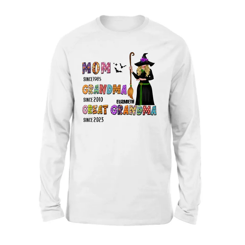 Personalized Halloween Witch Shirt/Hoodie - Gift Idea For Halloween - Mom Since 1985 Grandma Since 2010