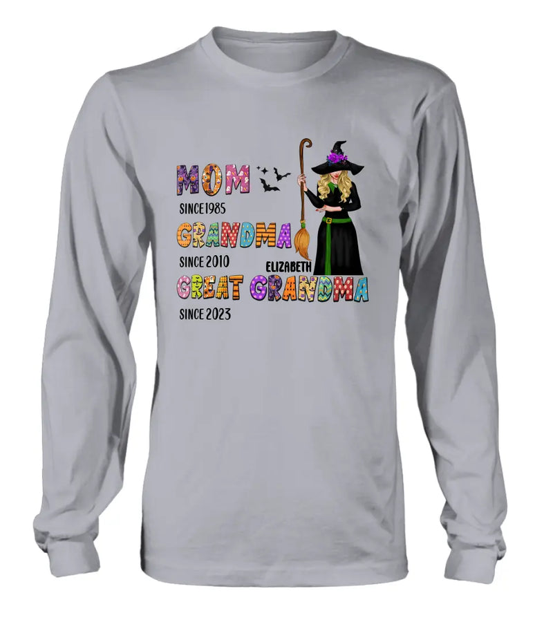 Personalized Halloween Witch Shirt/Hoodie - Gift Idea For Halloween - Mom Since 1985 Grandma Since 2010