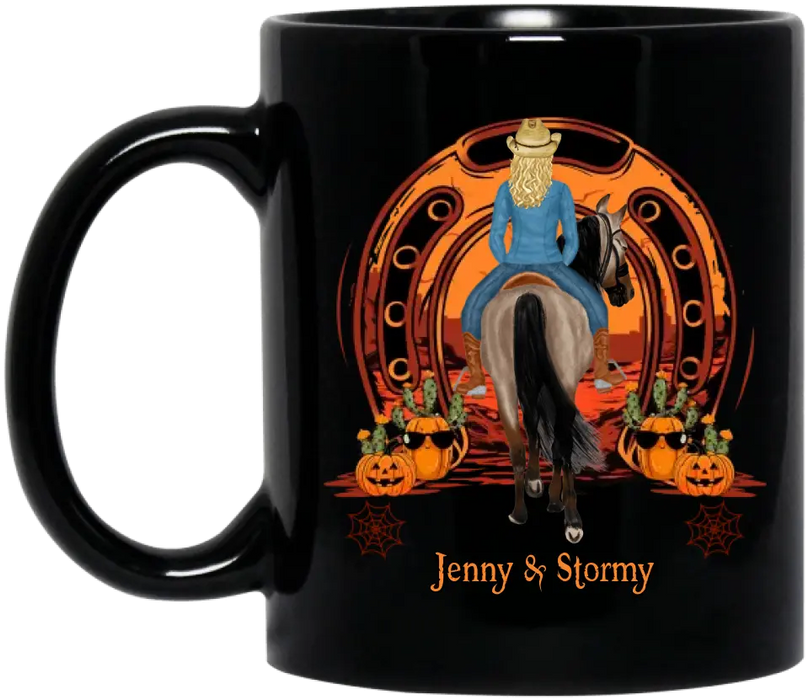 Custom Personalized Horse Coffee Mug - Halloween Gift Idea for Horse Lovers - My Broom Broke So Now I Ride A Horse