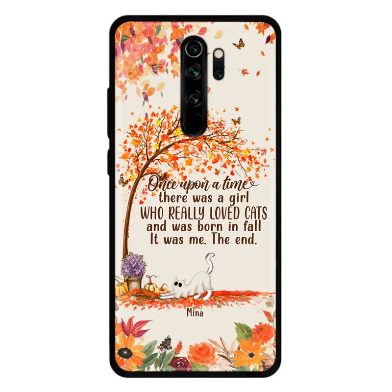 Personalized Cat & Fall Phone Case - Up to 6 Cats - Autumn Gift For Cat Lover - There Was A Girl Who Really Loved Cats And Was Born In Fall - Case For Xiaomi/ Oppo/ Huawei