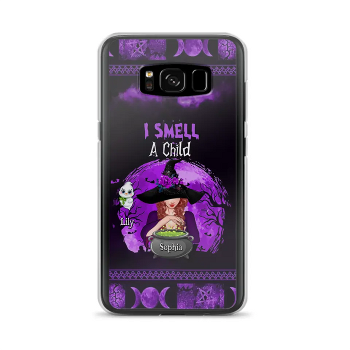 Custom Personalized Witch Phone Case - Upto 10 Children - Halloween Gift Idea for Family - I Smell Children - Case for iPhone/Samsung