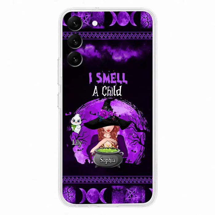 Custom Personalized Witch Phone Case - Upto 10 Children - Halloween Gift Idea for Family - I Smell Children - Case for iPhone/Samsung