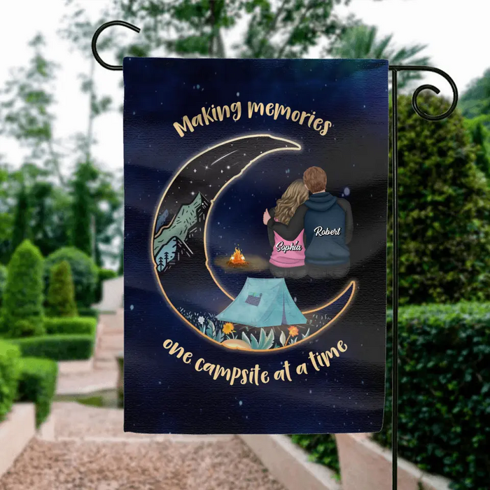 Personalized Couple Flag Sign - Gift Idea For Him/Her/Couple/Camping Lovers - Making Memories One Campsite At A Time