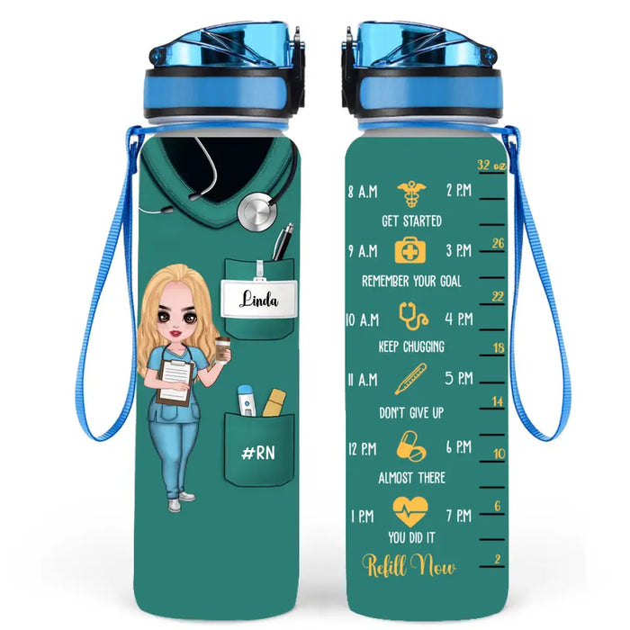 Personalized Nurse Water Tracker Bottle - Gift Idea For Nurse's Day, Appreciation Gift For Nurse