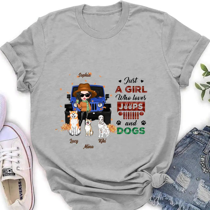 Personalized Off-road Autumn Girl Shirt/Hoodie - Gift Idea For Girl/Dog Lovers - Upto 3 Dogs