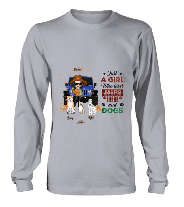 Personalized Off-road Autumn Girl Shirt/Hoodie - Gift Idea For Girl/Dog Lovers - Upto 3 Dogs