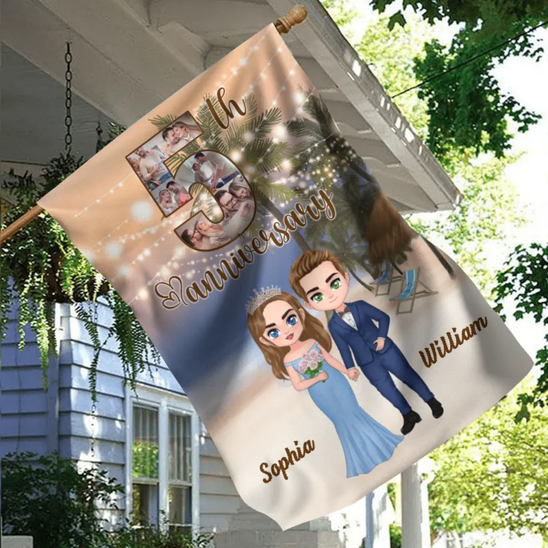 Custom Personalized Wedding Photo Flag - Wedding/Anniversary Gift Idea for Couple