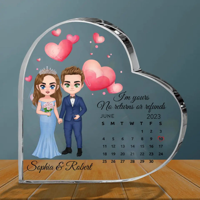 Personalized Wedding Couple Acrylic Plaque - Wedding Gift Idea for Couple/Husband & Wife - I'm Yours
