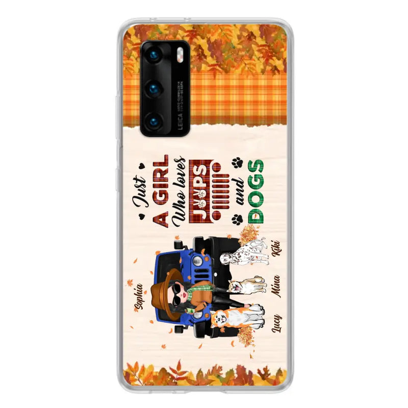 Personalized Off-road Autumn Girl Phone Case - Gift Idea For Girl/Dog Lovers - Up to 3 Dogs - Case For Oppo/Xiaomi/Huawei