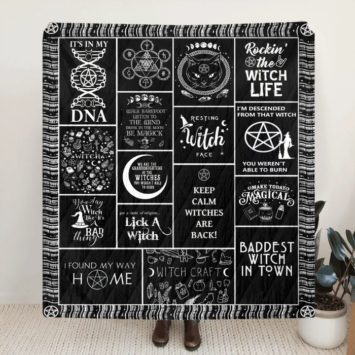 Halloween Witch Quilt/Single Layer Fleece Blanket - Halloween Gift Idea For Witch Lovers - Keep Calm Witches Are Black