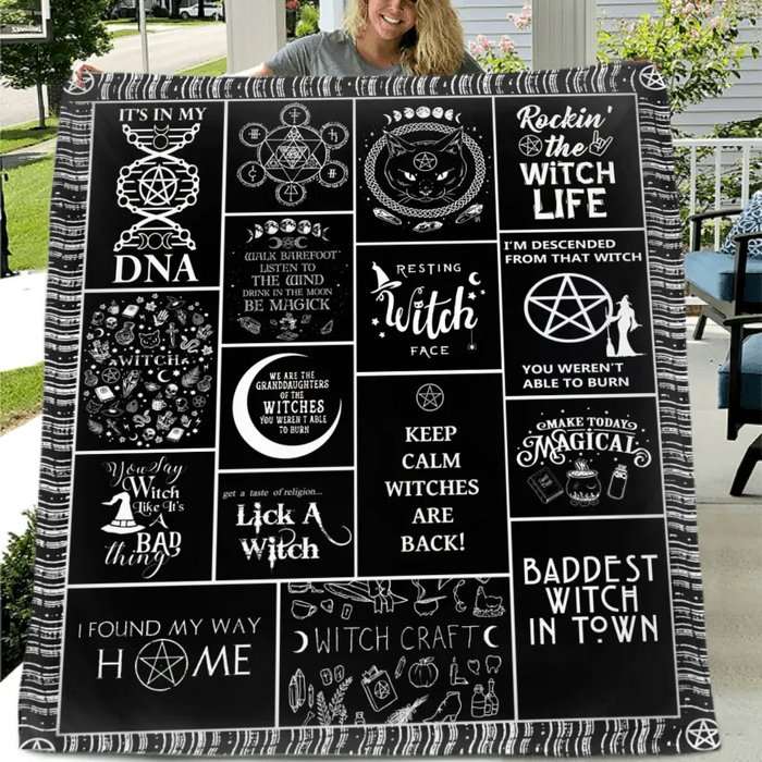 Halloween Witch Quilt/Single Layer Fleece Blanket - Halloween Gift Idea For Witch Lovers - Keep Calm Witches Are Black