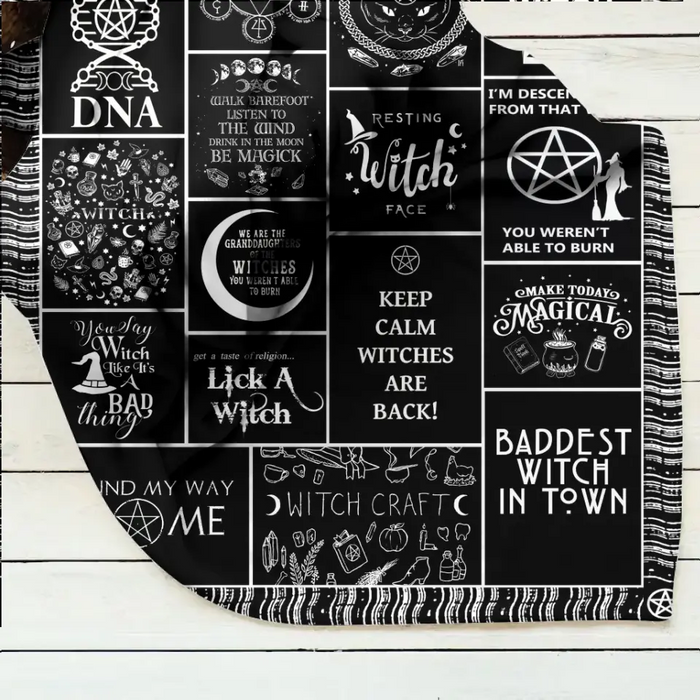 Halloween Witch Quilt/Single Layer Fleece Blanket - Halloween Gift Idea For Witch Lovers - Keep Calm Witches Are Black