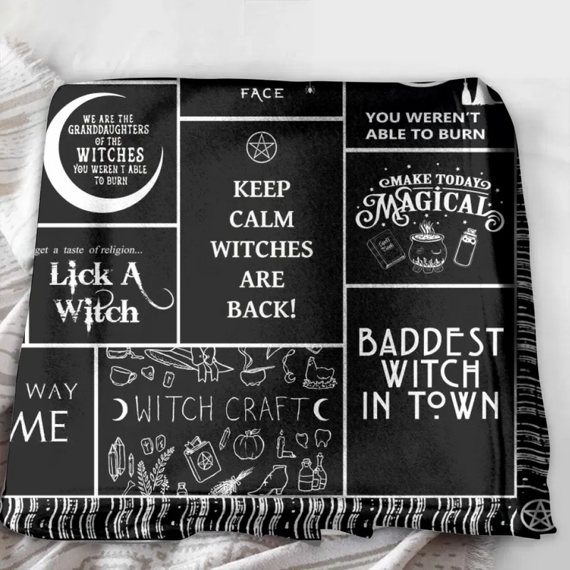 Halloween Witch Fleece Throw Blanket/Quilt - Halloween Gift Idea For Witch Lovers - Keep Calm Witches Are Black
