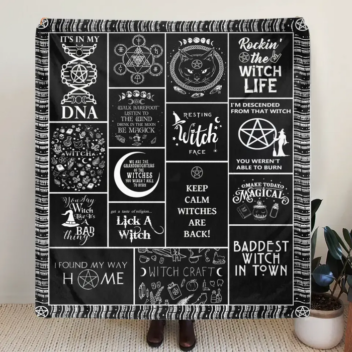 Halloween Witch Quilt/Single Layer Fleece Blanket - Halloween Gift Idea For Witch Lovers - Keep Calm Witches Are Black