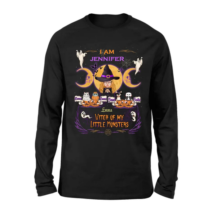 Personalized Grandma & Pet Witch Shirt/Hoodie - Halloween Gift For Grandma/Pet Lovers - Upto 4 Pets - I Am Witch Of My Little Monsters