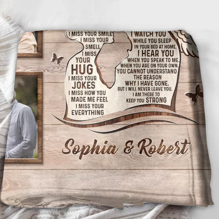 Custom Personalized Memorial Husband Quilt/Single Layer Fleece Blanket - Upload Photos - Memorial Gift Idea For Loss Husband - Missing You Always