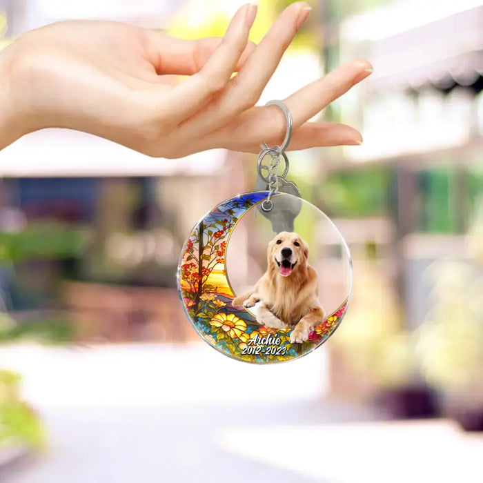 Custom Personalized Memorial Pet Acrylic Keychain - Upload Photo - Memorial Gift Idea For Dog/Cat Owners