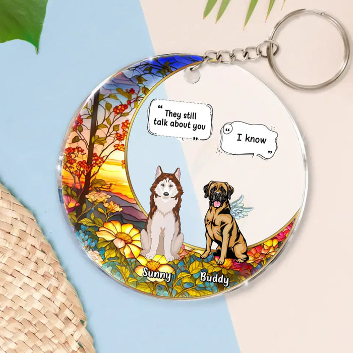 Custom Personalized Memorial Dog Acrylic Keychain - Up To 4 Dogs  - Memorial Gift Idea For Dog Owners