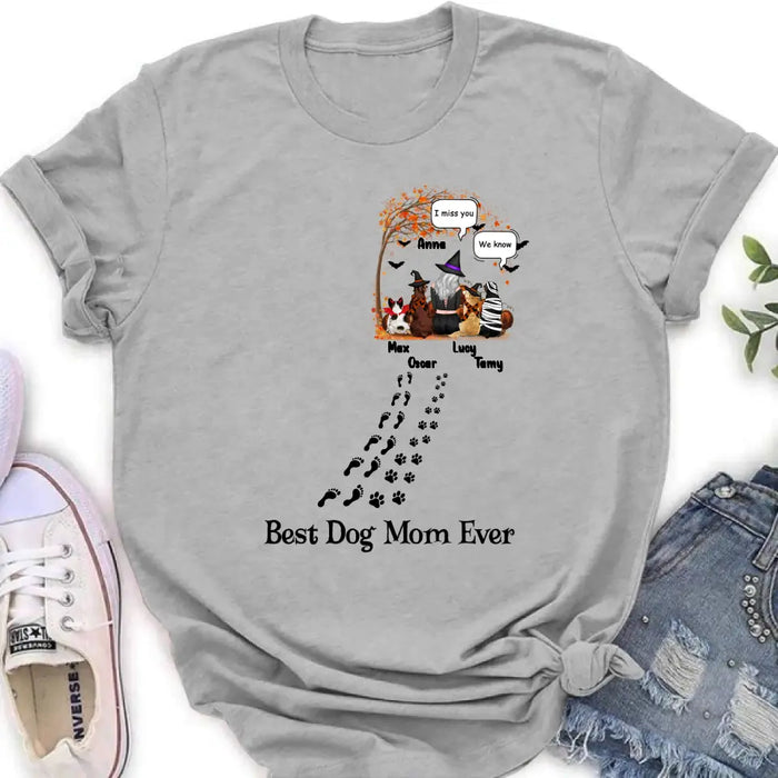 Personalized Halloween Shirt/ Hoodie - Gift Idea For Halloween/Dog Lovers - Upto 4 Dogs - I Miss You