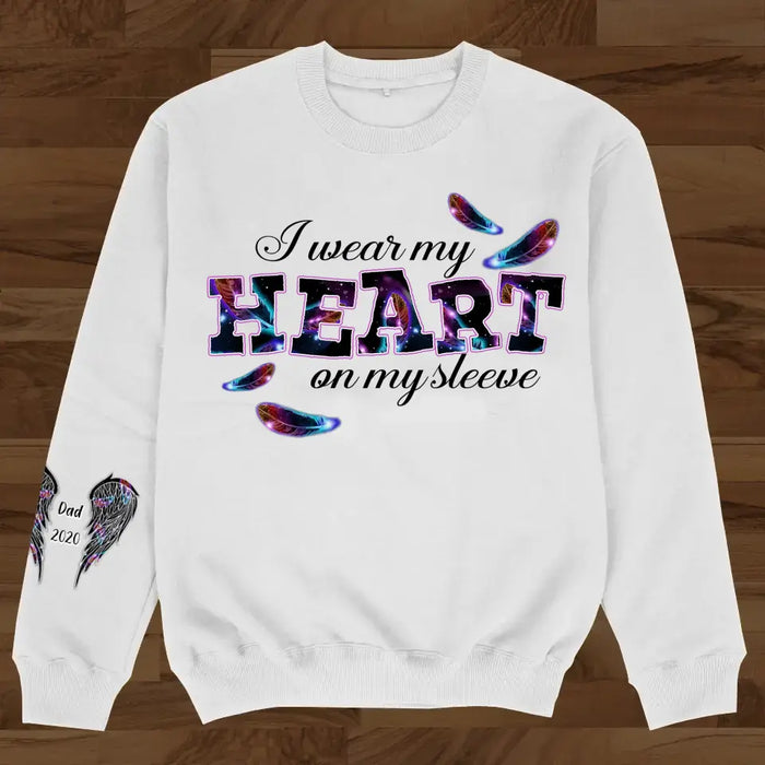 Personalized Memorial AOP Sweater - Up to 5 People - Memorial Gift Idea for Loss of Family Members - I Wear My Heart On My Sleeve