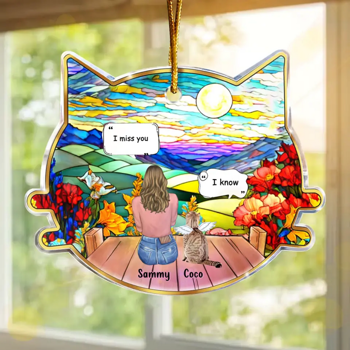 Personalized Memorial Acrylic Ornament - Memorial Gift Idea For Christmas/Cat Lover/Cat Owner with up to 3 Cats - I Miss You