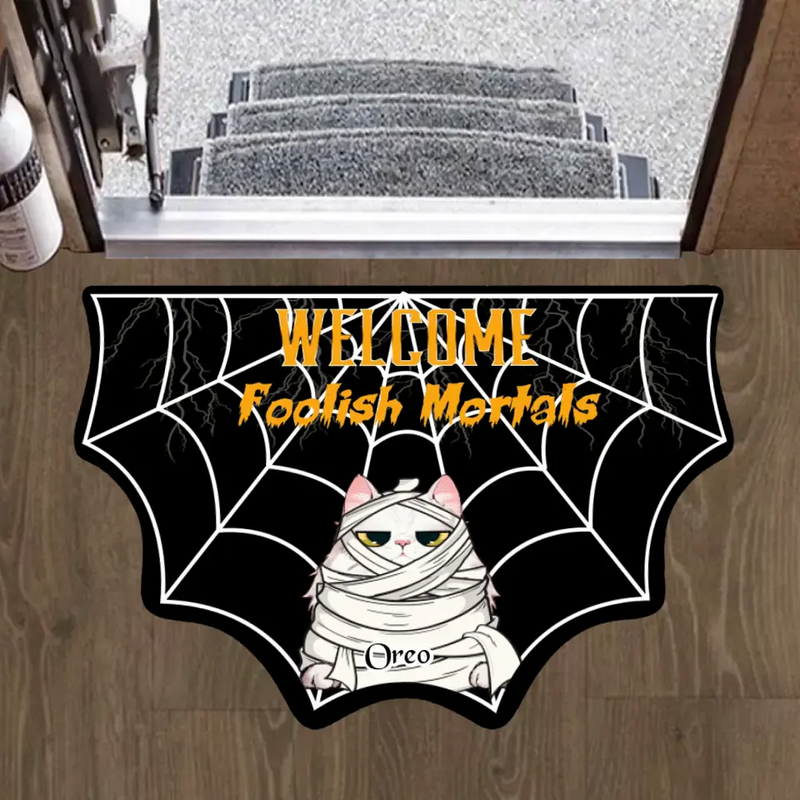 Personalized Halloween Pet Doormat - Halloween Gift Idea For Dog/Cat Lover - Home Decoration - Welcome Foolish Mortals