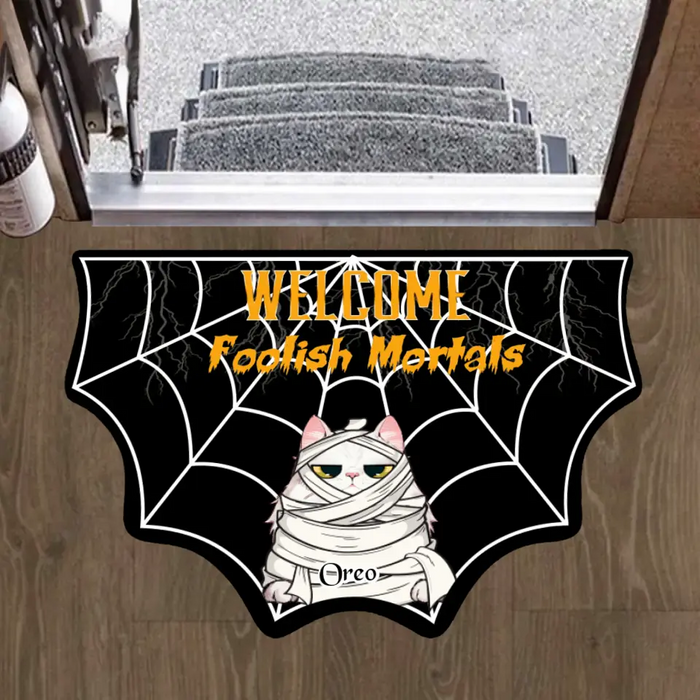 Custom Personalized Halloween Pet Doormat - Halloween Gift Idea For Dog/Cat Lover - Home Decoration - Welcome Foolish Mortals