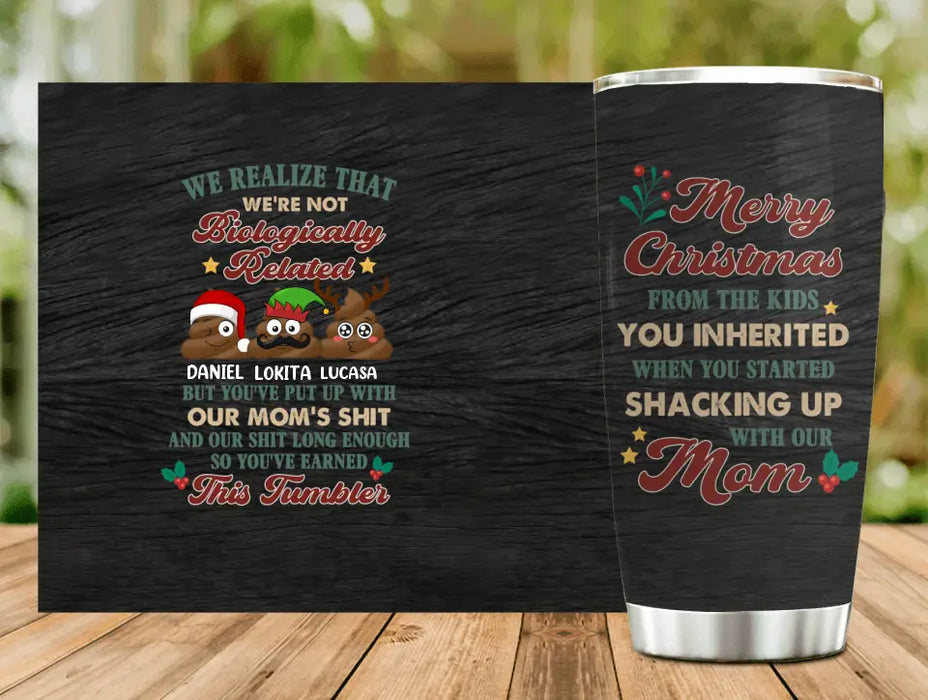 Personalized Christmas Mom Tumbler - Upto 3 Kids - Gift Idea For Christmas/Mom - Merry Christmas From The Kids You Inherited