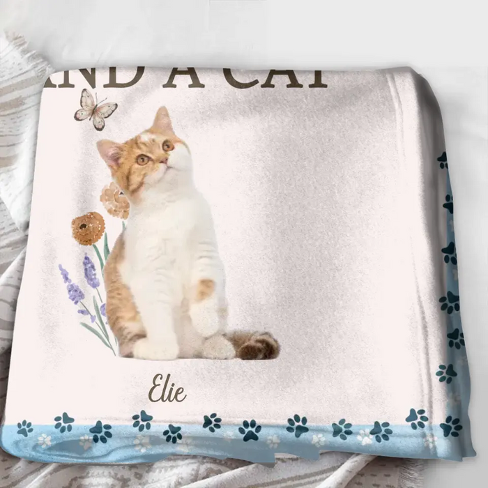 Custom Personalized Cat Photo Single Layer Fleece/Quilt Blanket - Gift Idea For Cat Lover - All You Need Is Love And Cats