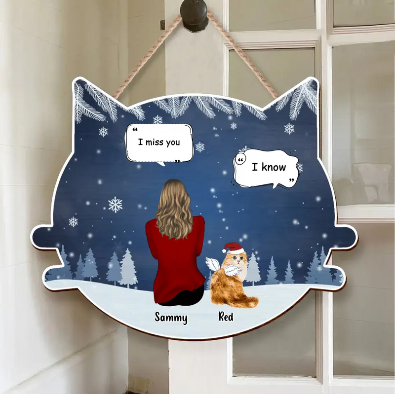 Personalized Cat Memorial Christmas Wooden Sign - Up to 4 Cats - Memorial Gift Idea For Cat Owner - I Miss You
